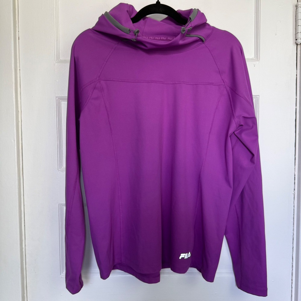 Fila Sport Purple Cowl Neck Hoodie Womens Medium Long Sleeve Athletic Pullover